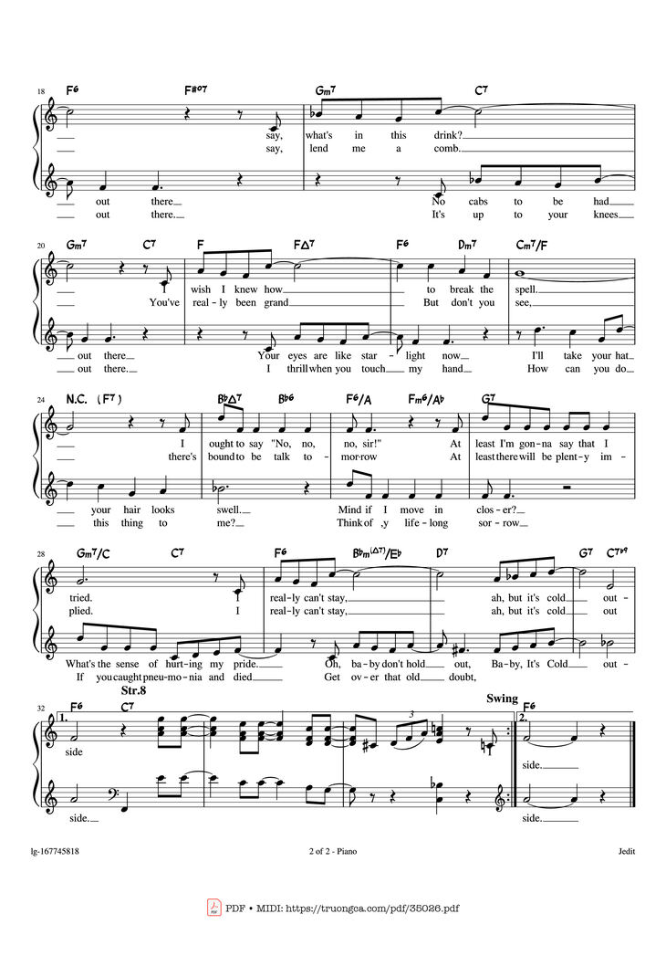 Page 2 of the piano sheet music PDF Piano - Baby It