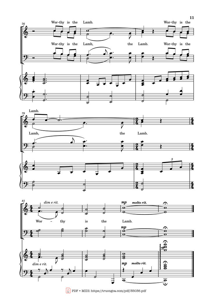 Page 11 of the piano sheet music PDF Piano - Worthy is the Lamb Piano by DARLENE ZSCHECH