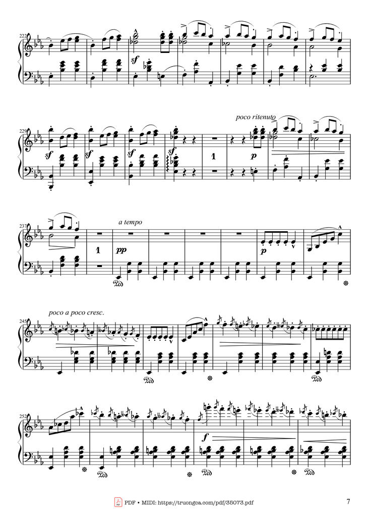 Page 7 of the piano sheet music PDF Piano - Waltz in E♭ Major, Grande Valse brillante Piano by Frédéric François Chopin
