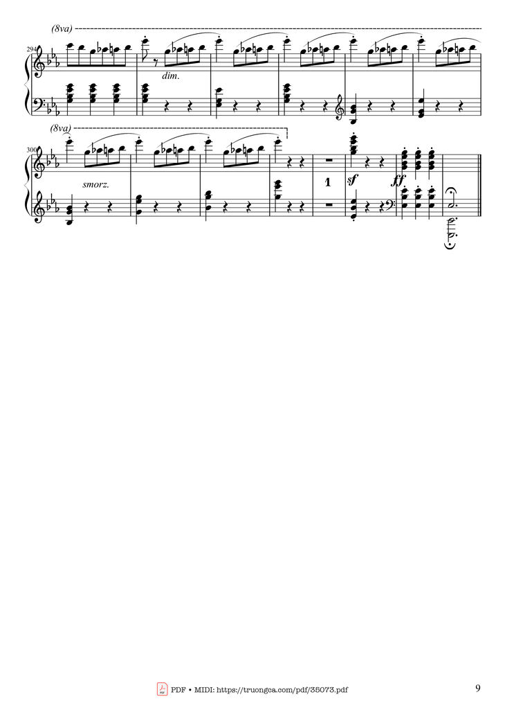 Page 9 of the piano sheet music PDF Piano - Waltz in E♭ Major, Grande Valse brillante Piano by Frédéric François Chopin