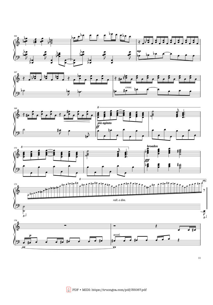 Page 11 of the piano sheet music PDF Piano - Rhapsody in Blue Piano by George Gershwin