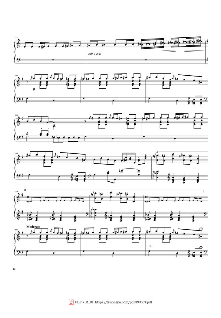 Page 12 of the piano sheet music PDF Piano - Rhapsody in Blue Piano by George Gershwin