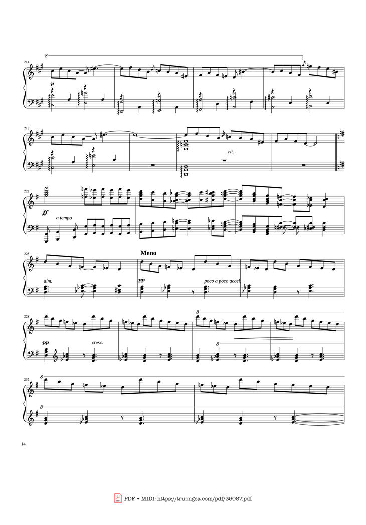Page 14 of the piano sheet music PDF Piano - Rhapsody in Blue Piano by George Gershwin