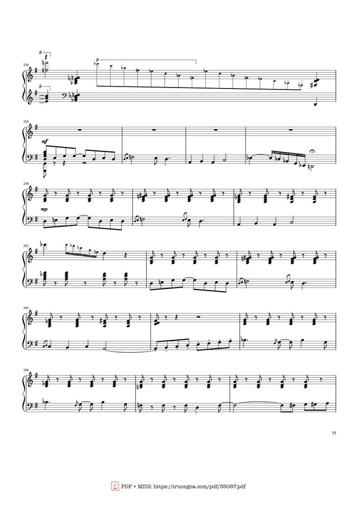 Page 15 of the piano sheet music PDF Piano - Rhapsody in Blue Piano by George Gershwin