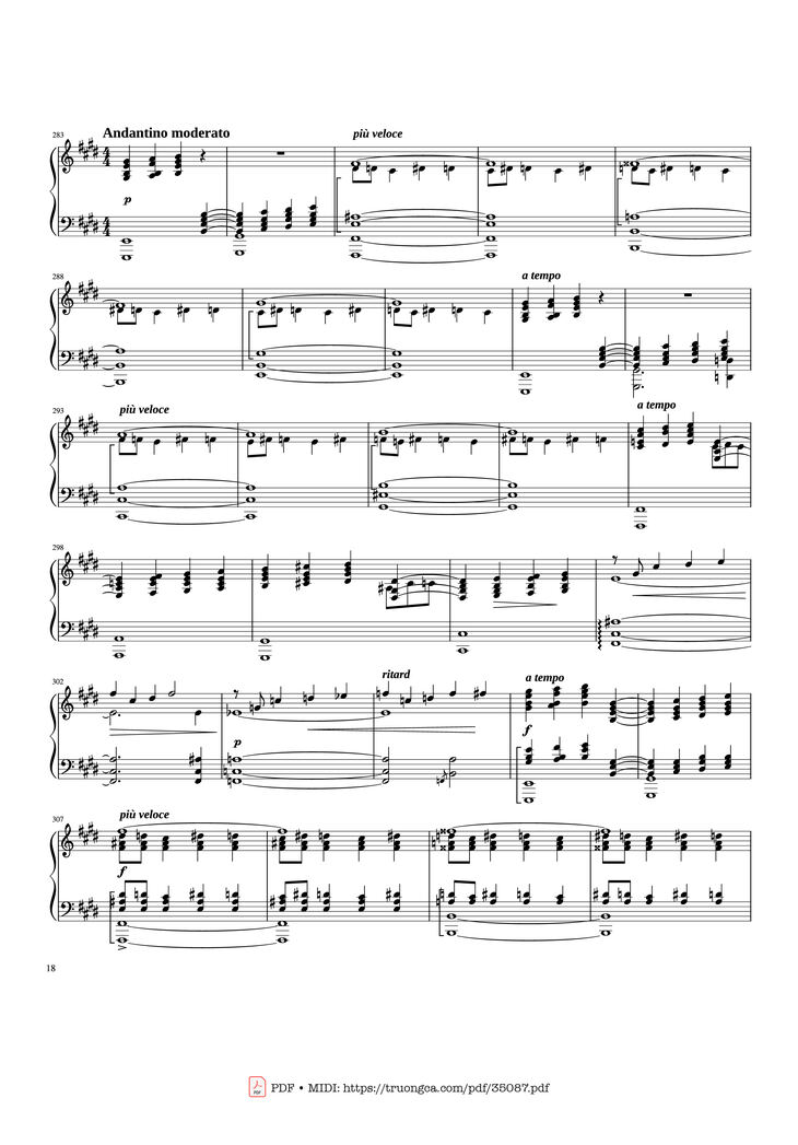 Page 18 of the piano sheet music PDF Piano - Rhapsody in Blue Piano by George Gershwin