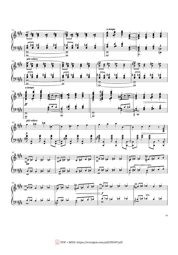 Page 19 of the piano sheet music PDF Piano - Rhapsody in Blue Piano by George Gershwin