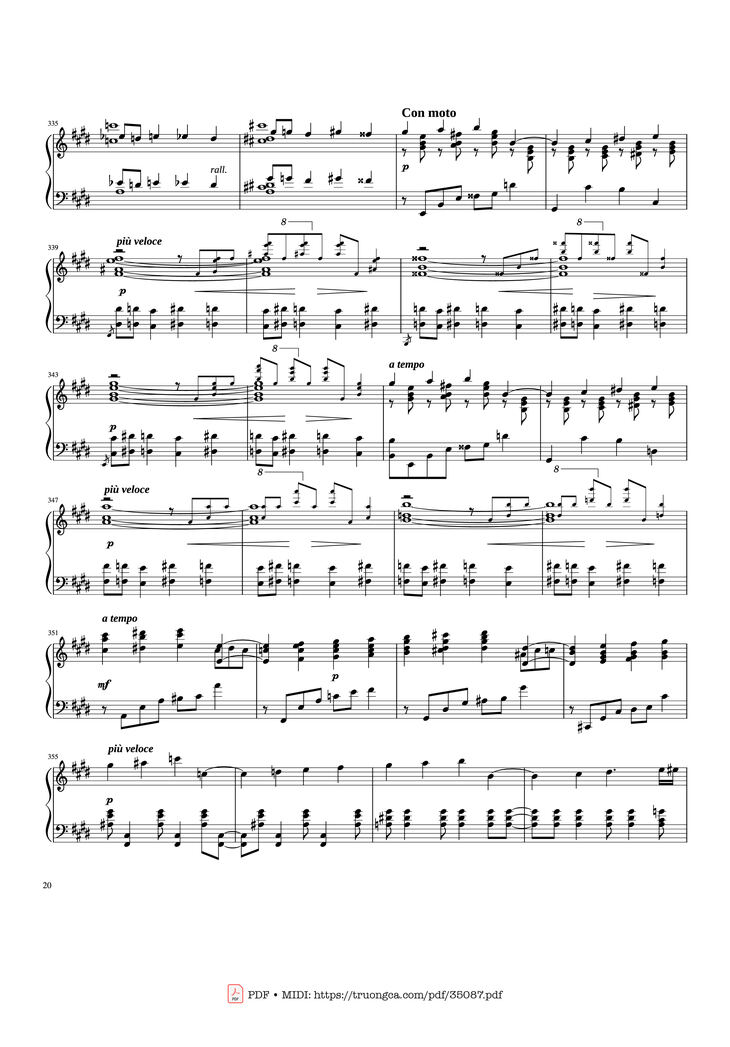Page 20 of the piano sheet music PDF Piano - Rhapsody in Blue Piano by George Gershwin