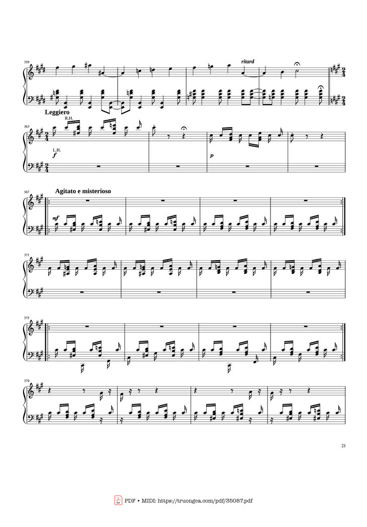 Page 21 of the piano sheet music PDF Piano - Rhapsody in Blue Piano by George Gershwin