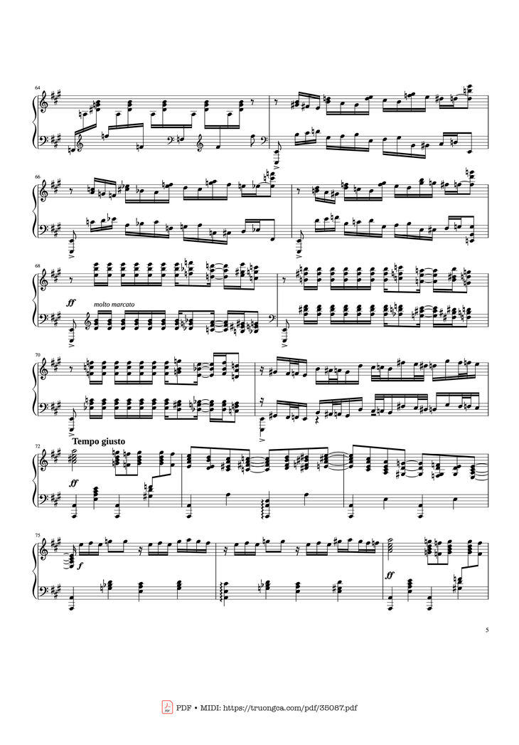 Page 5 of the piano sheet music PDF Piano - Rhapsody in Blue Piano by George Gershwin