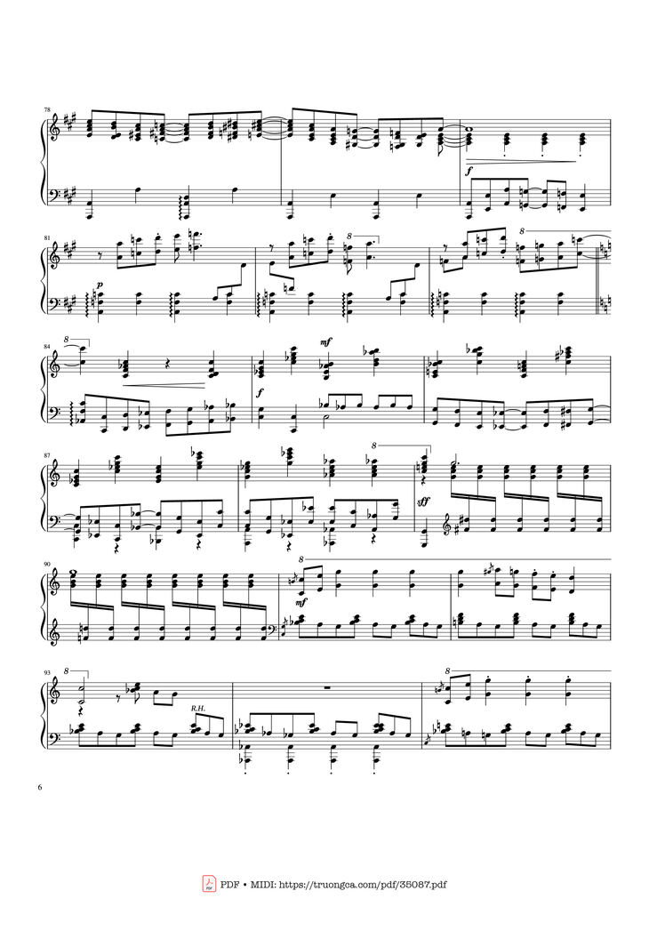 Page 6 of the piano sheet music PDF Piano - Rhapsody in Blue Piano by George Gershwin