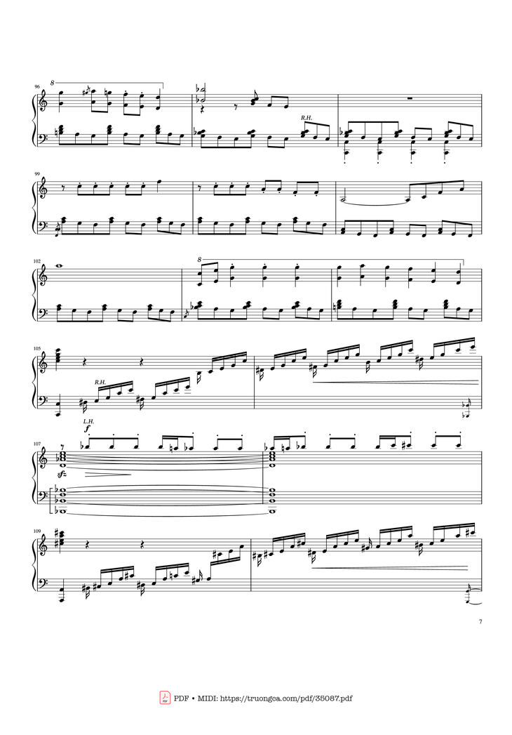 Page 7 of the piano sheet music PDF Piano - Rhapsody in Blue Piano by George Gershwin
