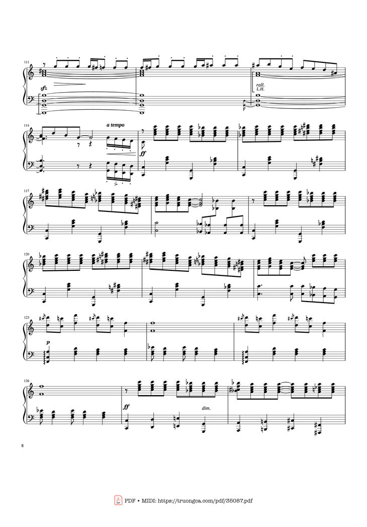 Page 8 of the piano sheet music PDF Piano - Rhapsody in Blue Piano by George Gershwin
