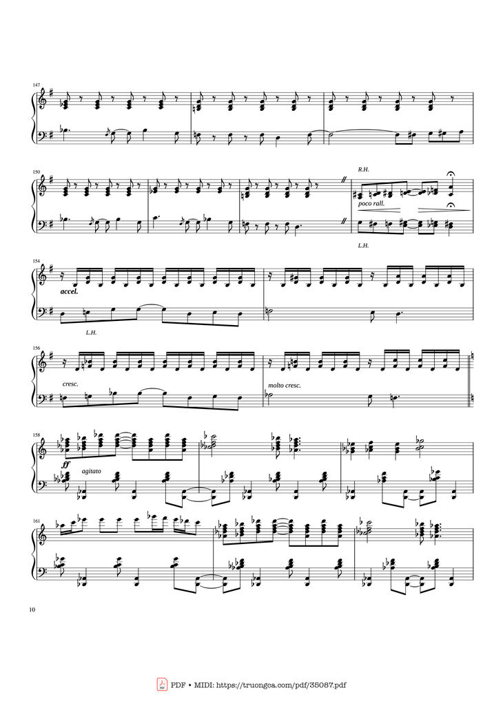Page 10 of the piano sheet music PDF Piano - Rhapsody in Blue Piano by George Gershwin