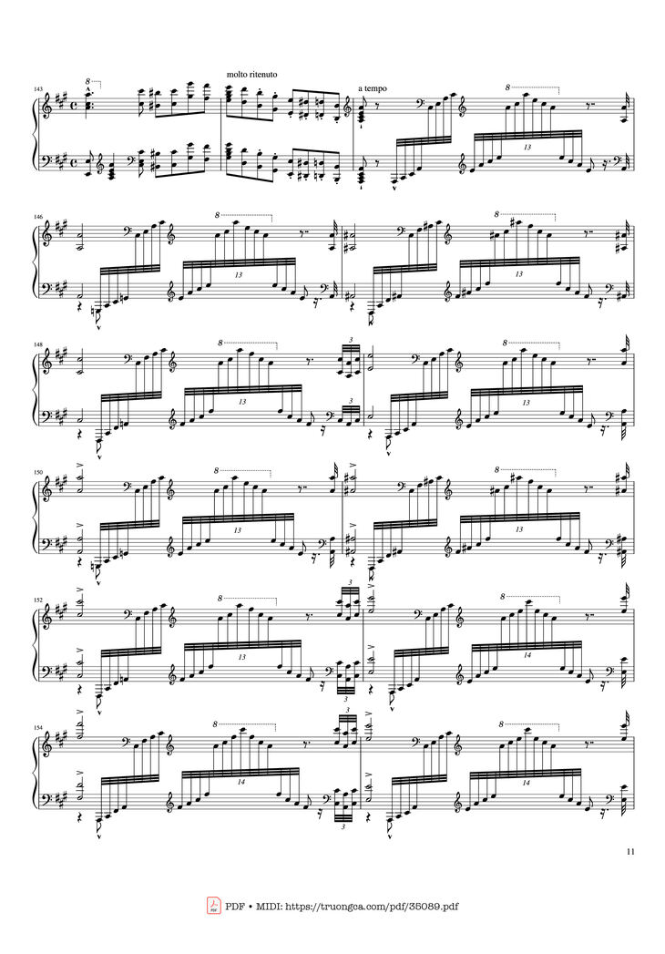 Page 11 of the piano sheet music PDF Piano - Hymne à Sainte Cécile Piano Solo by Franz Liszt