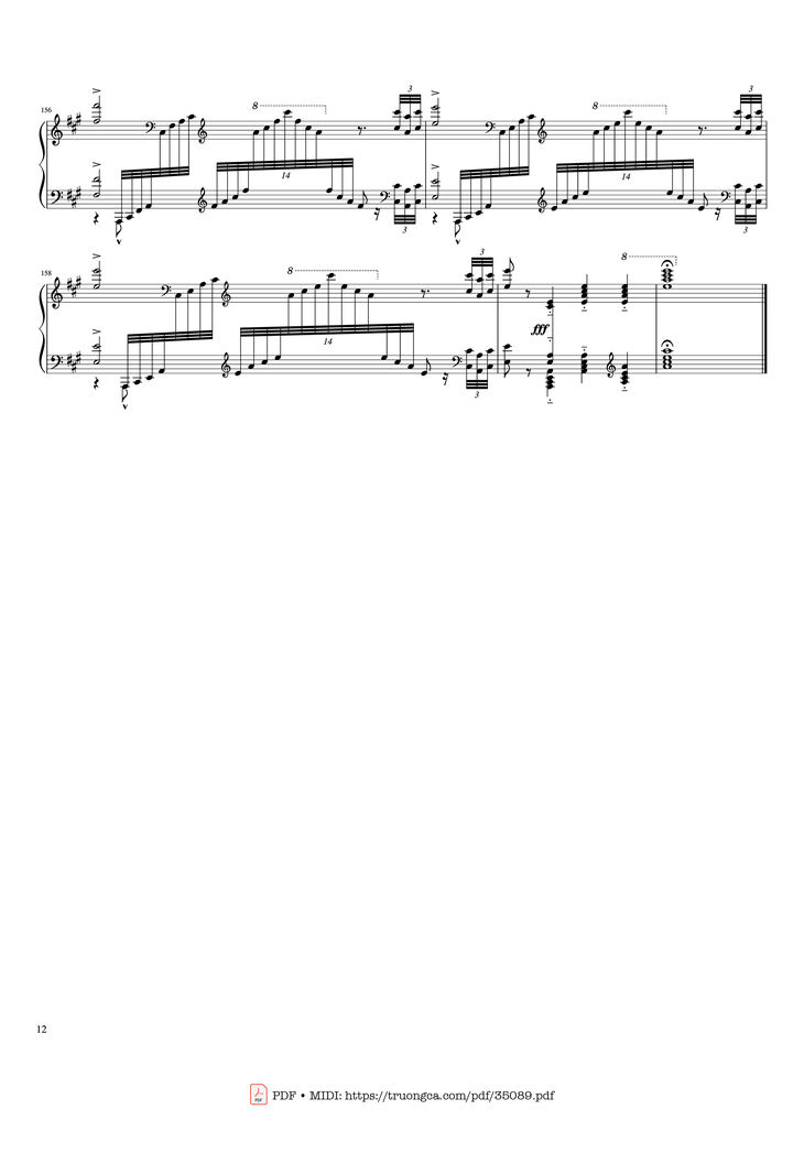 Page 12 of the piano sheet music PDF Piano - Hymne à Sainte Cécile Piano Solo by Franz Liszt