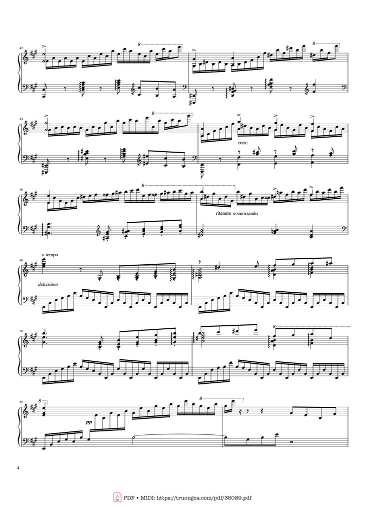 Page 4 of the piano sheet music PDF Piano - Hymne à Sainte Cécile Piano Solo by Franz Liszt