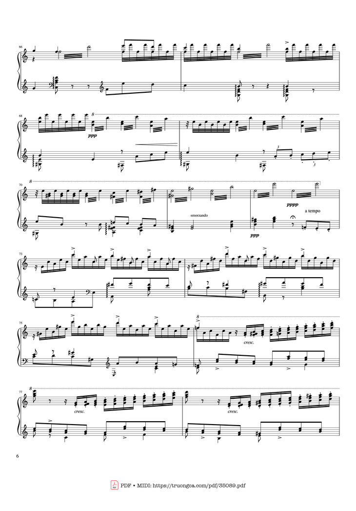 Page 6 of the piano sheet music PDF Piano - Hymne à Sainte Cécile Piano Solo by Franz Liszt