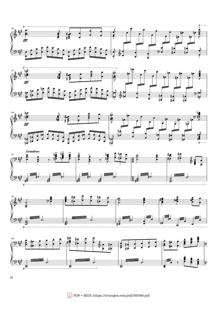 Page 10 of the piano sheet music PDF Piano - Hymne à Sainte Cécile Piano Solo by Franz Liszt