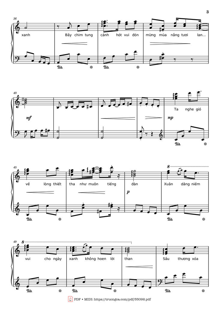Page 3 of the piano sheet music PDF Piano - Đón xuân Piano by Phạm Đình Chương