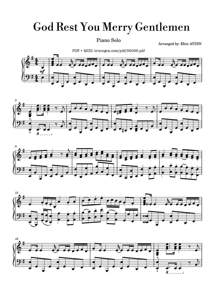 Page 1 of the piano sheet music PDF Piano - God Rest You Merry Gentlemen Piano by English traditional