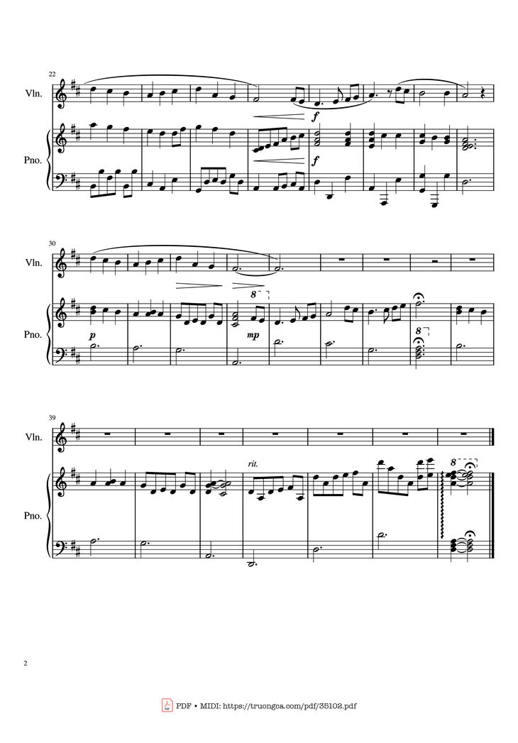 Page 2 of the piano sheet music PDF Piano - The First Noel Violin & Piano by Traditional English