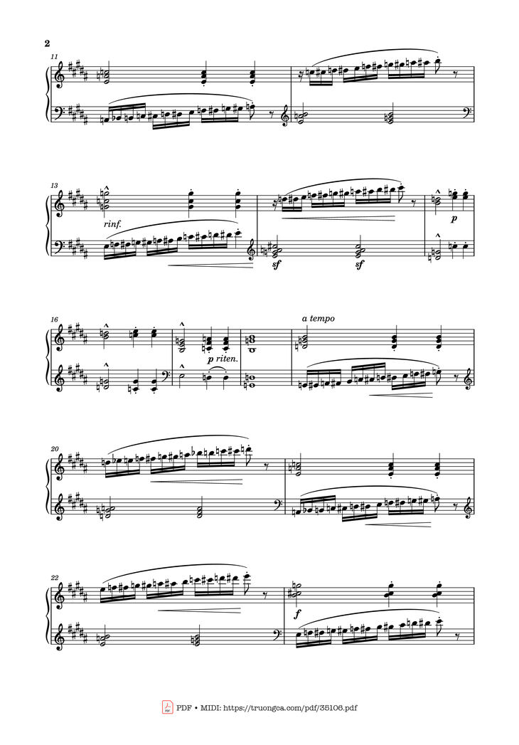 Page 2 of the piano sheet music PDF Piano - Étude No. 20 in B Major Piano by Stephen Heller