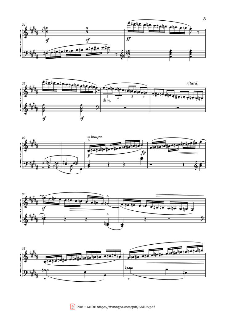 Page 3 of the piano sheet music PDF Piano - Étude No. 20 in B Major Piano by Stephen Heller
