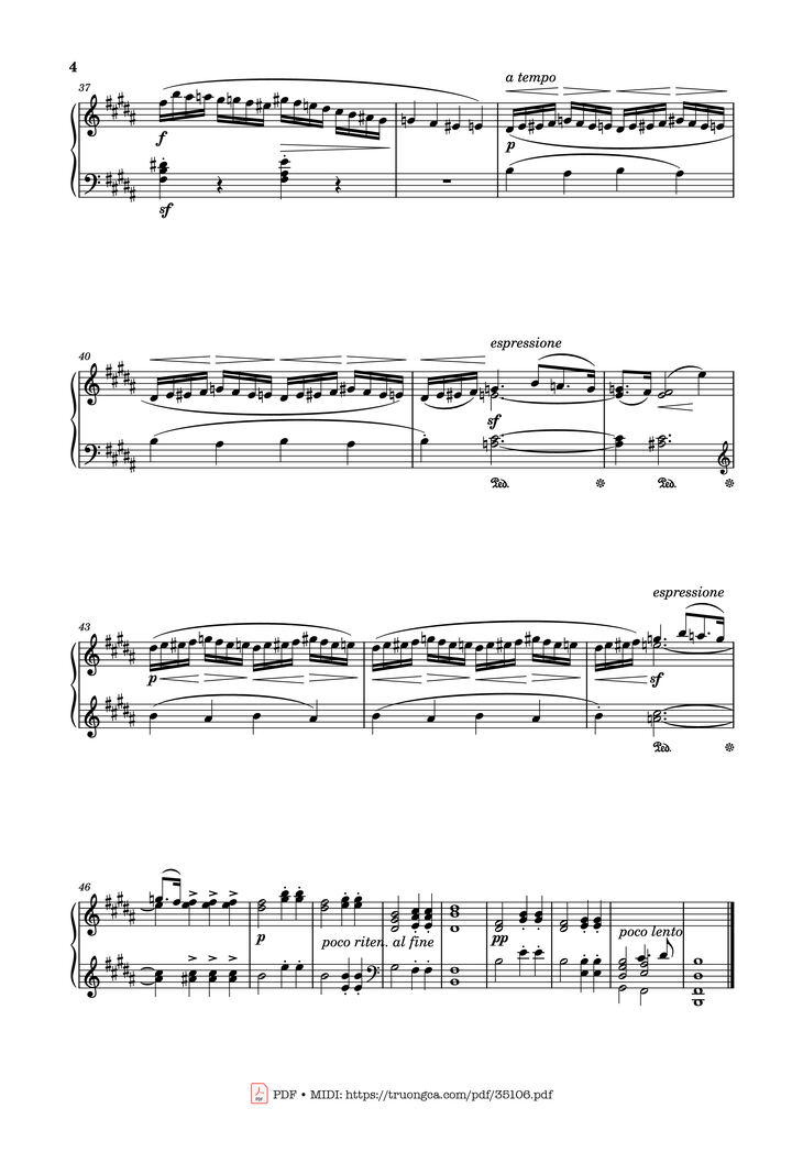Page 4 of the piano sheet music PDF Piano - Étude No. 20 in B Major Piano by Stephen Heller