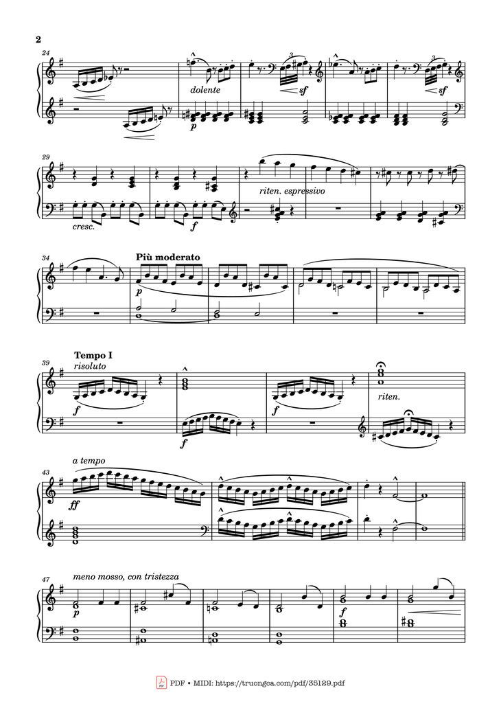Page 2 of the piano sheet music PDF Piano - Étude No. 24 in G Major Piano by Stephen Heller