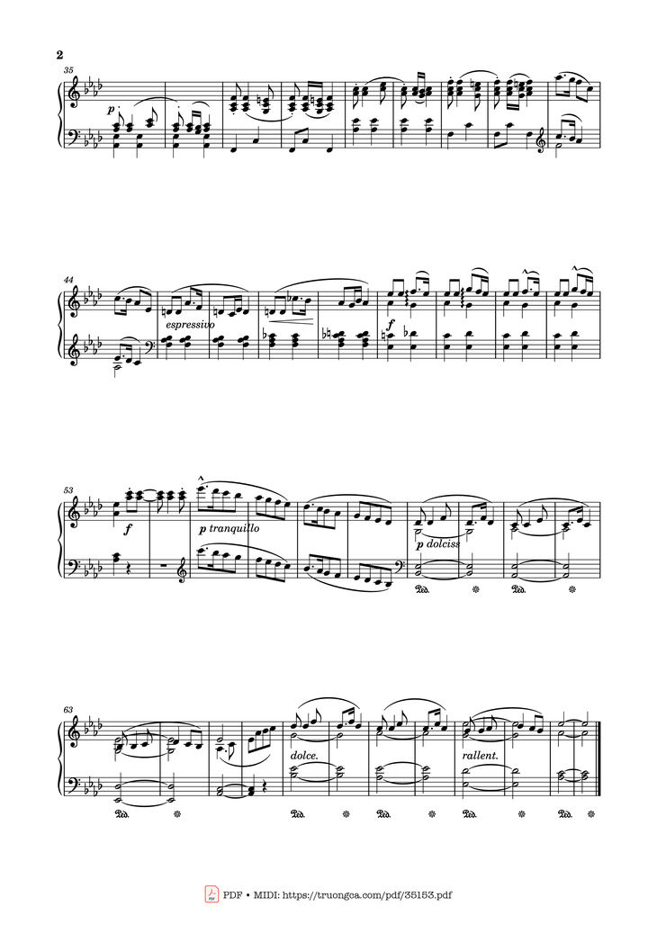 Page 2 of the piano sheet music PDF Piano - Étude No. 23 in A♭ Major Piano by Stephen Heller