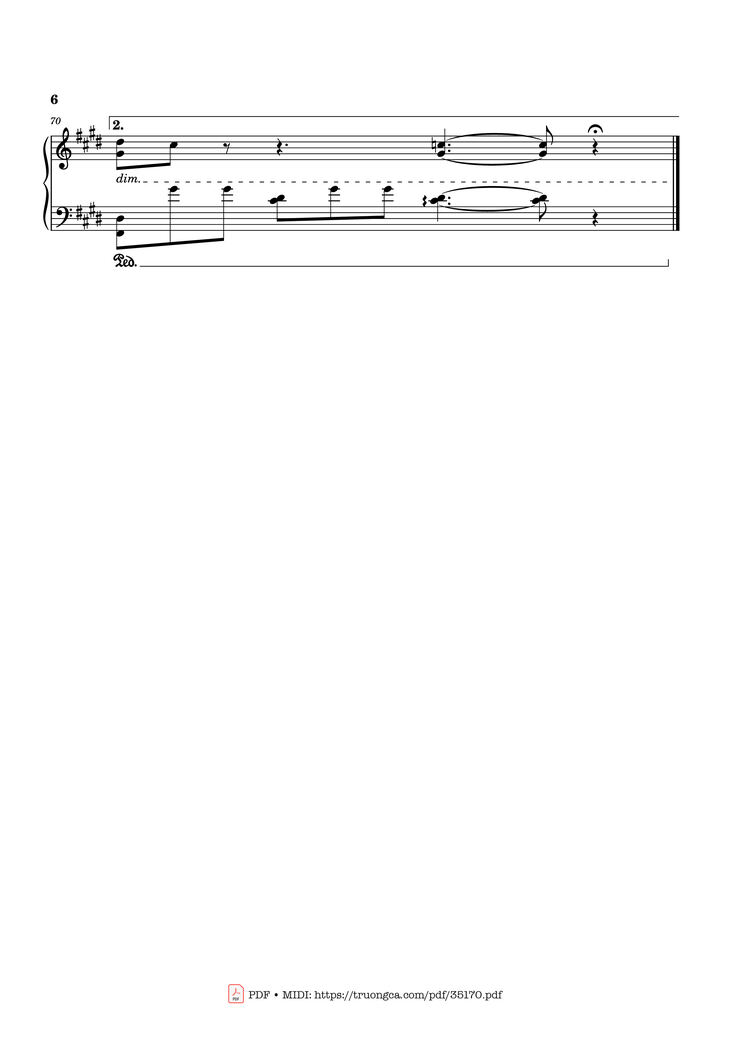 Page 6 of the piano sheet music PDF Piano - In the pool, Chainsaw Man, Reze Arc OST by Kensuke Ushio