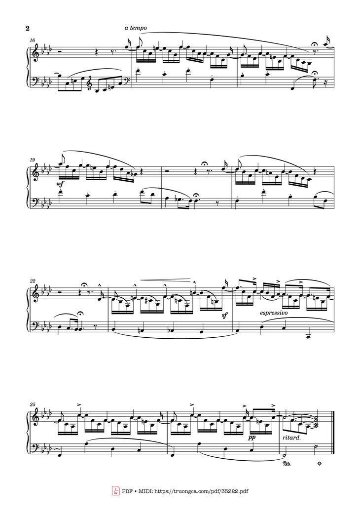 Page 2 of the piano sheet music PDF Piano - Étude No. 22 in F Minor Piano by Stephen Heller