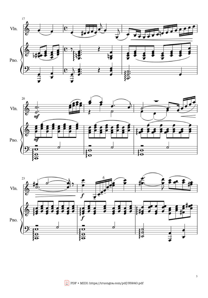Page 3 of the piano sheet music PDF Piano - Shostakovich Romance (From The Gadfly) Piano & Violin by Dmitri Shostakovich