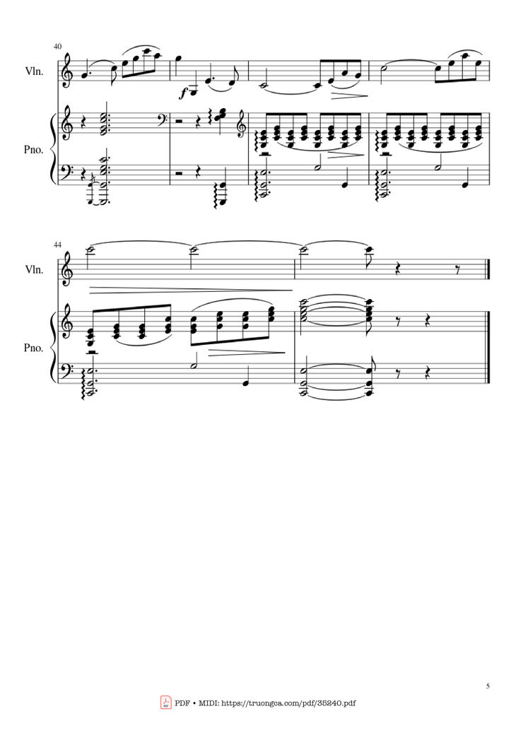 Page 5 of the piano sheet music PDF Piano - Shostakovich Romance (From The Gadfly) Piano & Violin by Dmitri Shostakovich