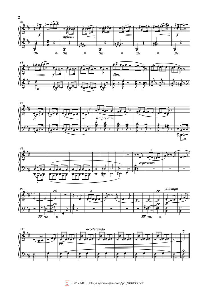 Page 2 of the piano sheet music PDF Piano - Étude No. 21 in B Minor Piano by Stephen Heller