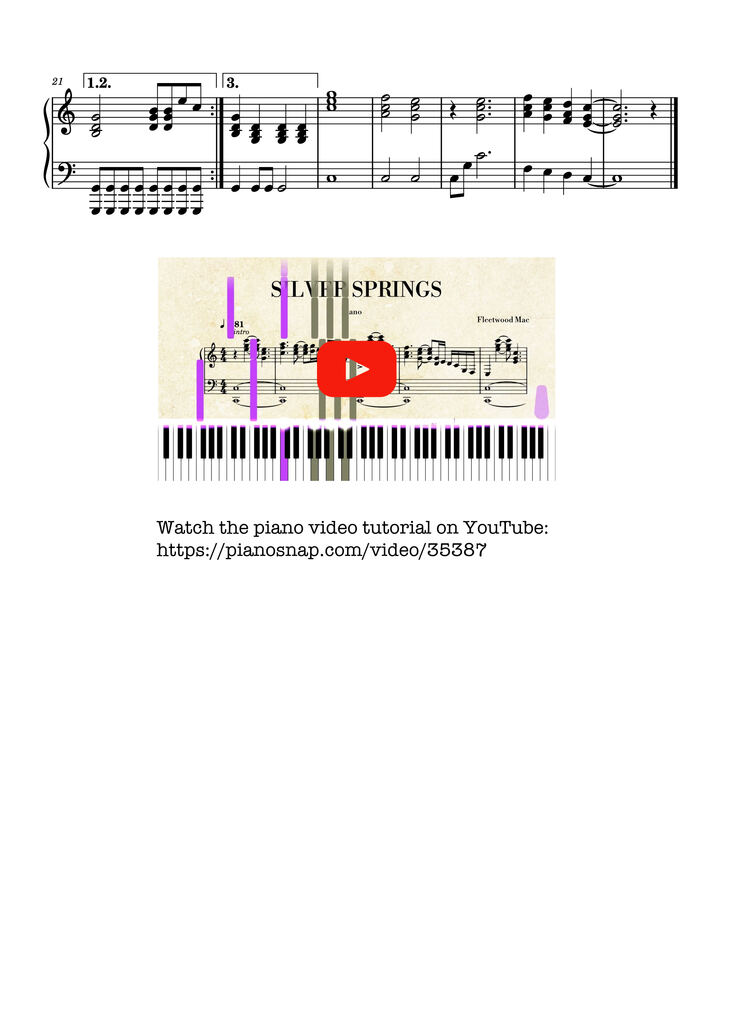 Page 4 of the piano sheet music PDF Piano - Silver Springs Piano by Fleetwood Mac