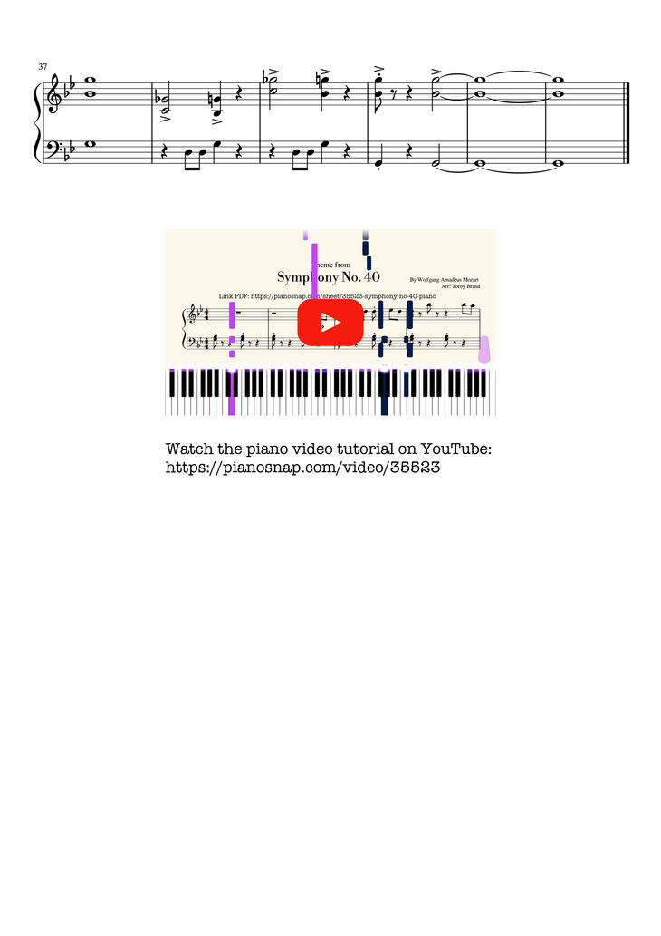 Page 3 of the piano sheet music PDF Piano - Symphony No. 40 Piano EASY by Wolfgang Amadeus Mozart