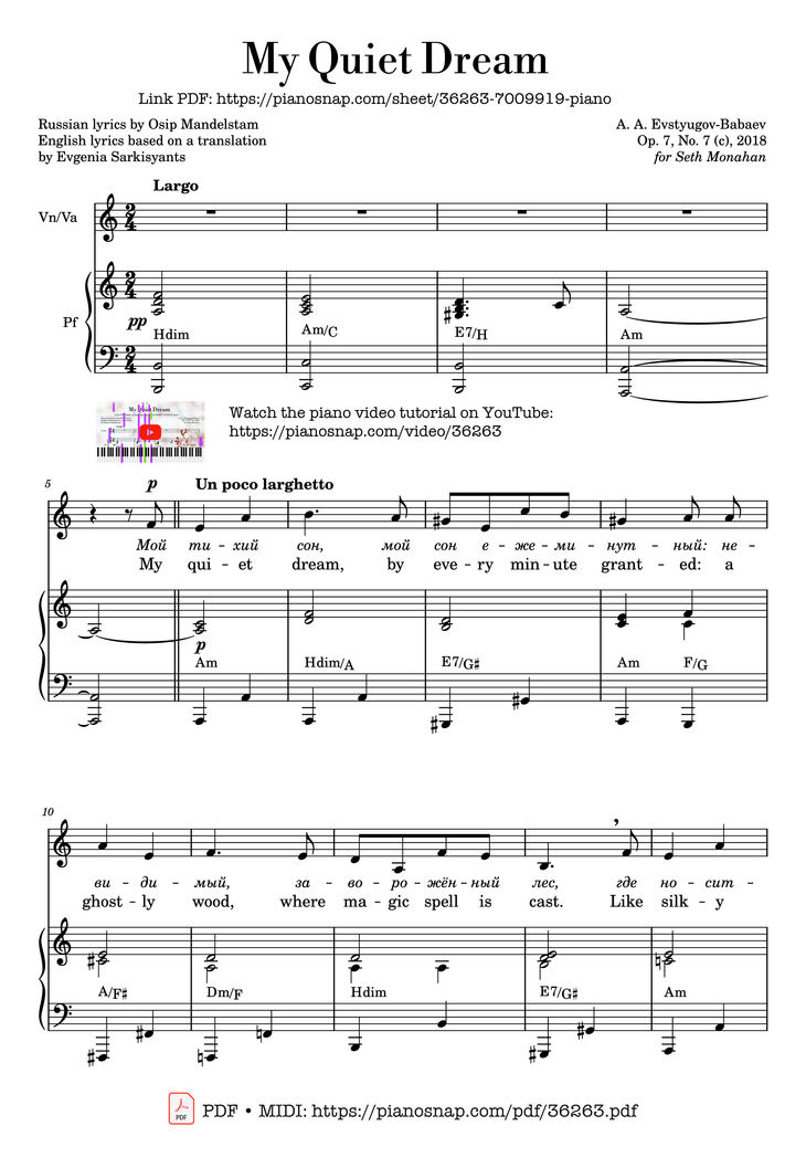 Sheet music preview — 7009919 Piano