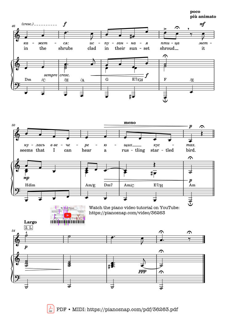 Page 4 of the piano sheet music PDF Piano - Russian romance - My Quiet Dream, Violin&Piano by Osip Mandelstam