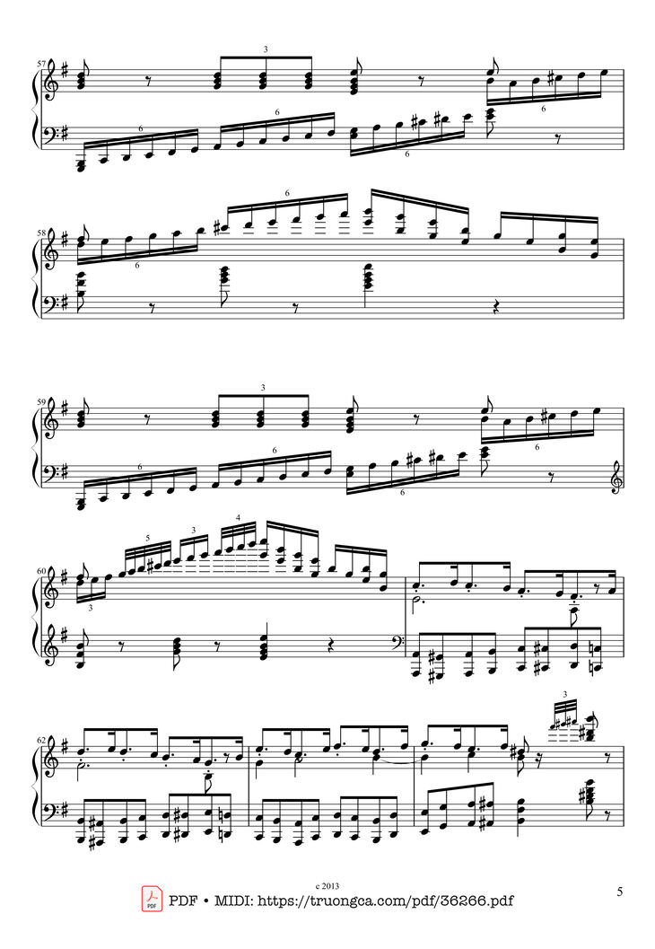 Page 5 of the piano sheet music PDF Piano - The Nutcracker March for Piano by Pyotr Ilyich Tchaikovsky