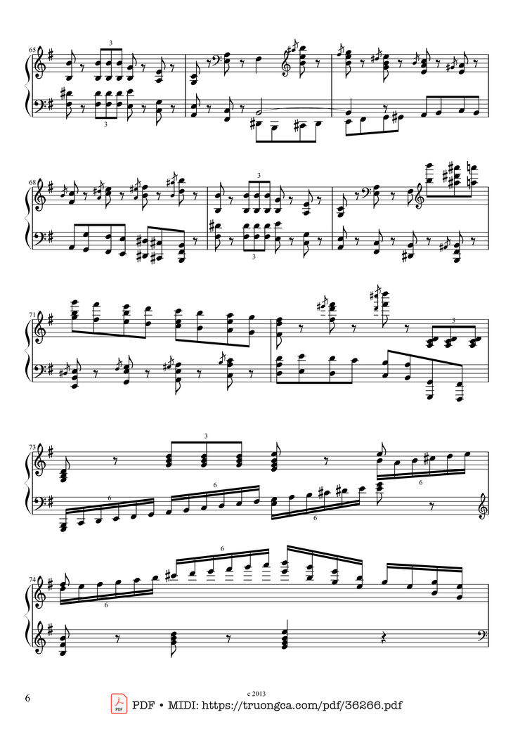 Page 6 of the piano sheet music PDF Piano - The Nutcracker March for Piano by Pyotr Ilyich Tchaikovsky