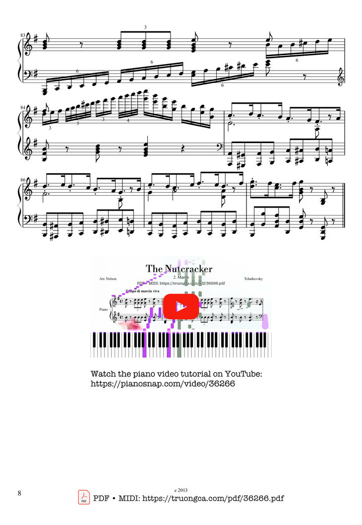 Page 8 of the piano sheet music PDF Piano - The Nutcracker March for Piano by Pyotr Ilyich Tchaikovsky