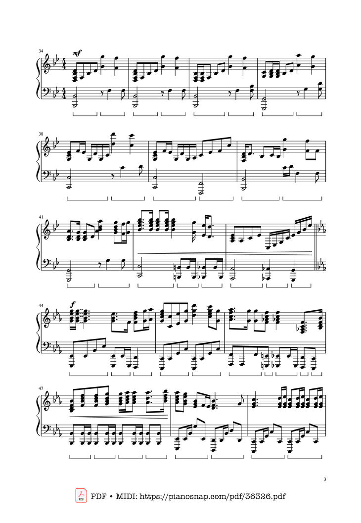 Page 3 of the piano sheet music PDF Piano - Bohemian Rhapsody - Queen by Queen