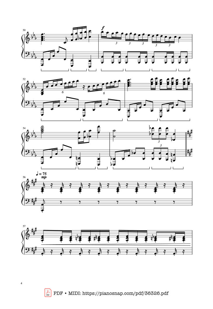Page 4 of the piano sheet music PDF Piano - Bohemian Rhapsody - Queen by Queen