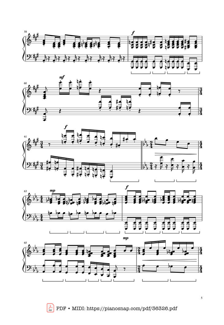Page 5 of the piano sheet music PDF Piano - Bohemian Rhapsody - Queen by Queen