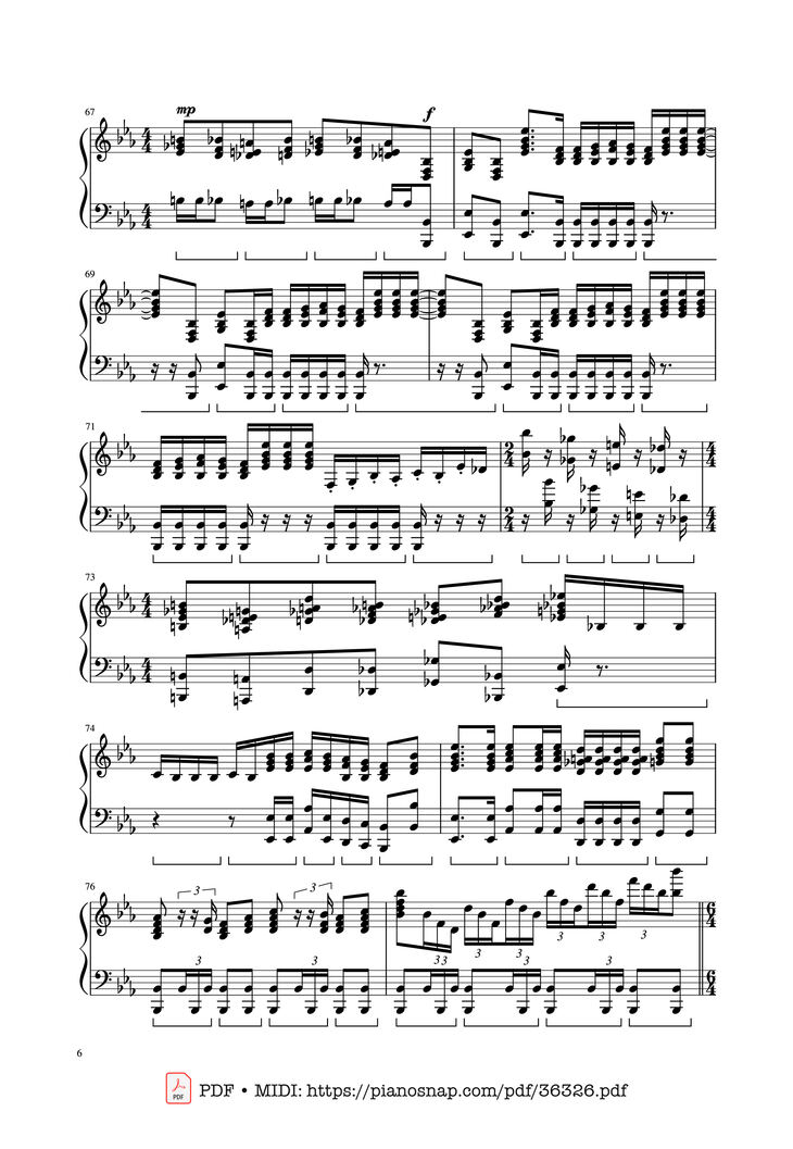 Page 6 of the piano sheet music PDF Piano - Bohemian Rhapsody - Queen by Queen