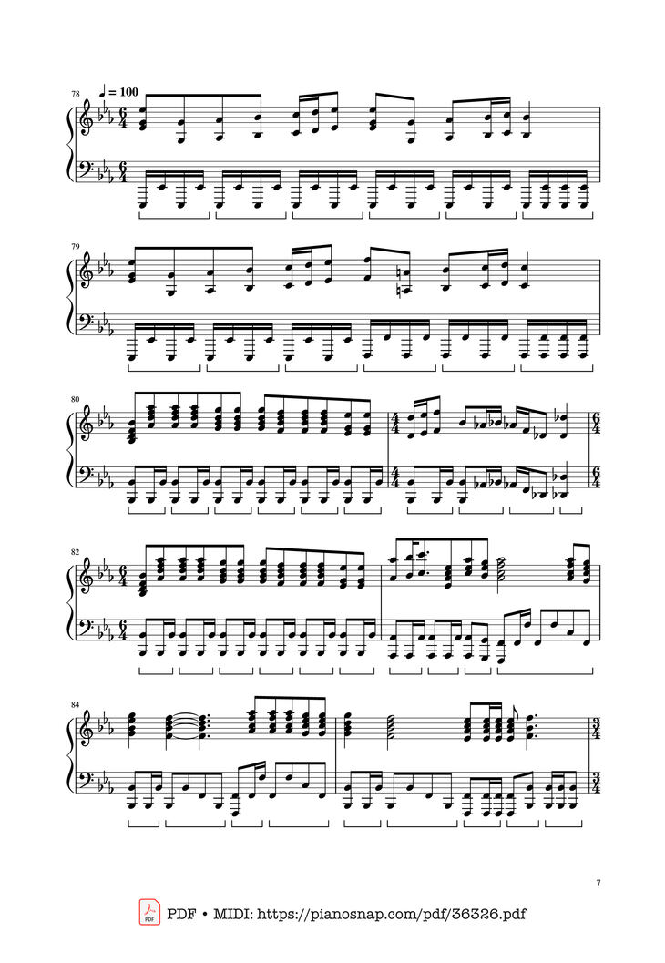 Page 7 of the piano sheet music PDF Piano - Bohemian Rhapsody - Queen by Queen