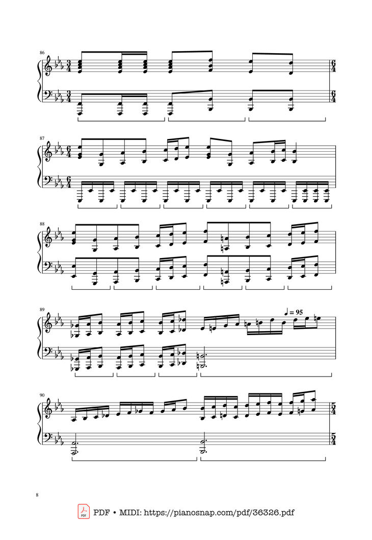 Page 8 of the piano sheet music PDF Piano - Bohemian Rhapsody - Queen by Queen