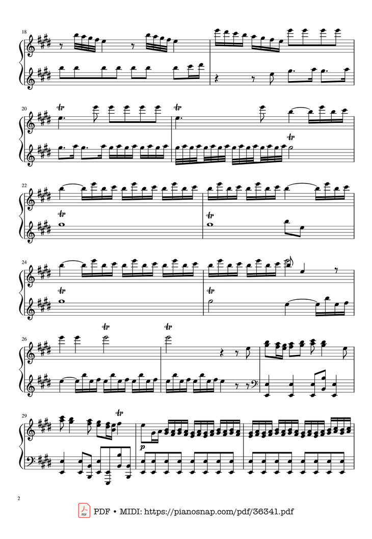 Page 2 of the piano sheet music PDF Piano - Vivaldi