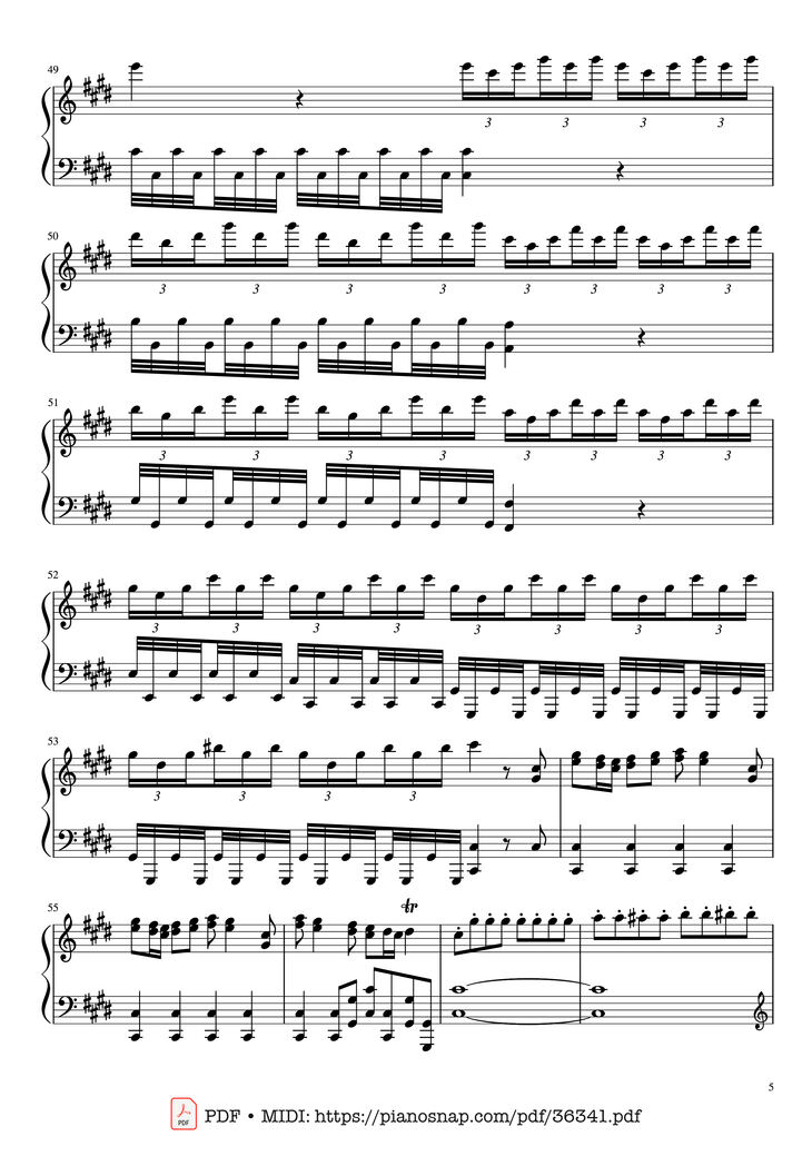 Page 5 of the piano sheet music PDF Piano - Vivaldi